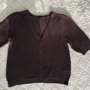 Halogen Deep Brown V-Neck Cardigan